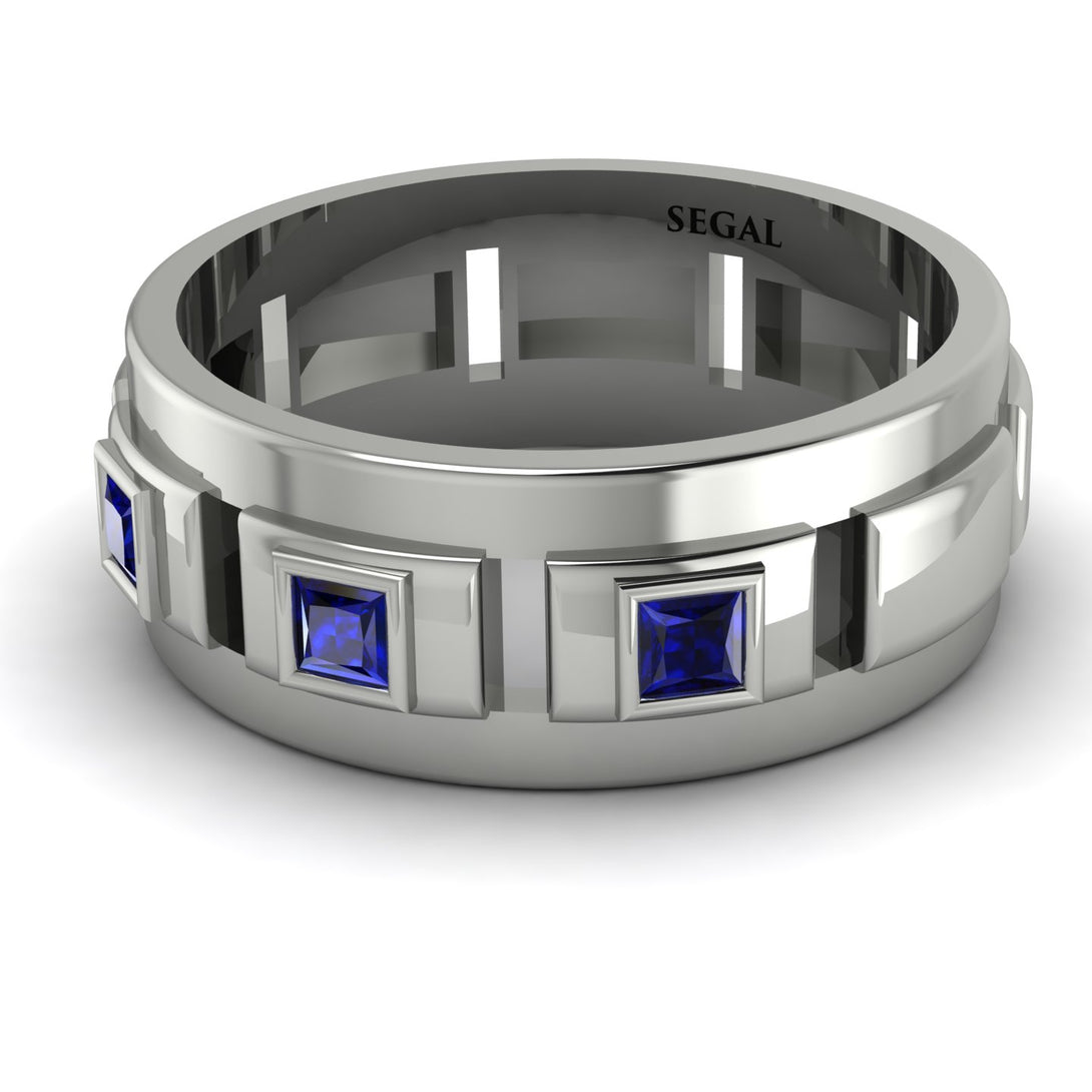 Architectural Princess Sapphire Wedding Band - Henry No. 15