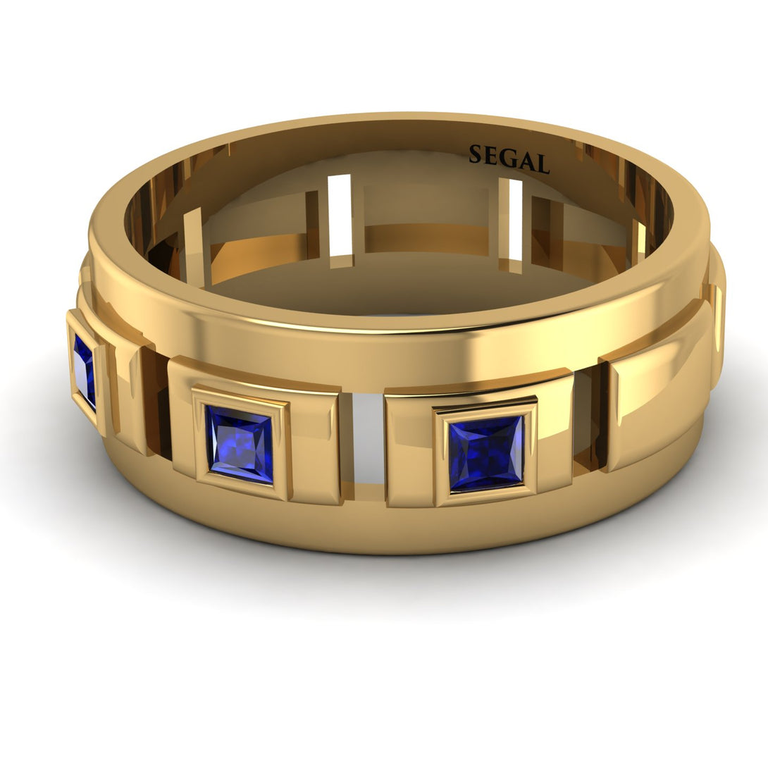 Architectural Princess Sapphire Wedding Band - Henry No. 13