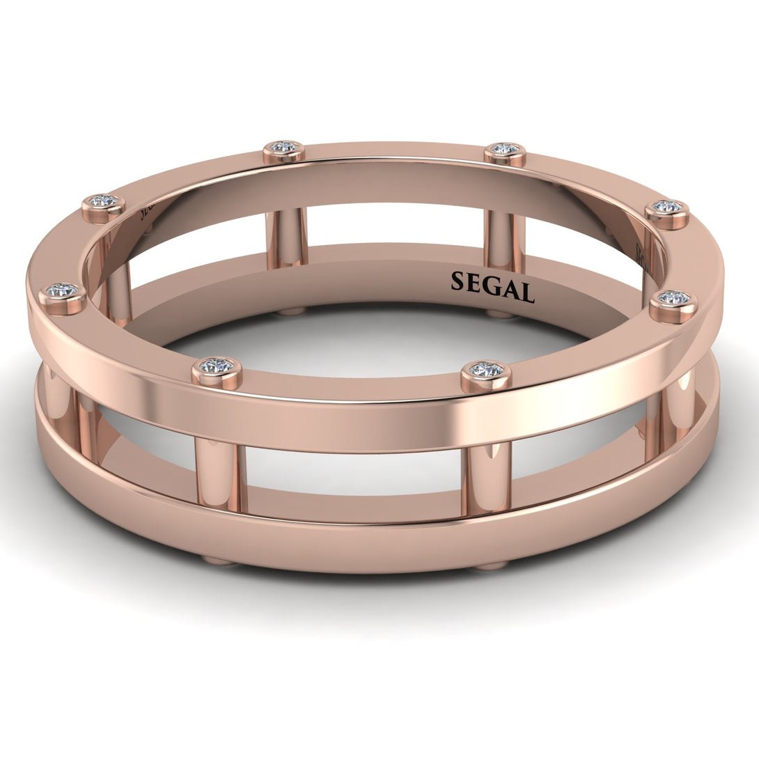 Architectural Hidden Diamond Wedding Band - Noah No. 2