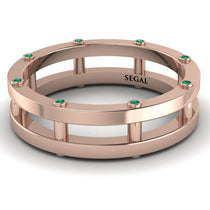 Architectural Hidden Emerald Wedding Band - Noah No. 5 image 1