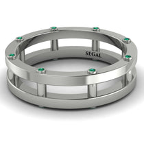 Architectural Hidden Emerald Wedding Band - Noah No. 6 image 1