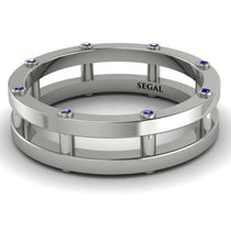 Architectural Hidden Sapphire Wedding Band - Noah No. 15 image 1