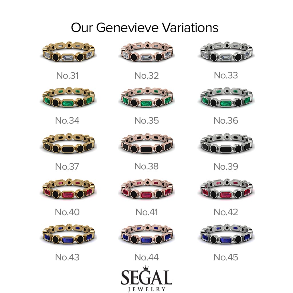Emerald Cut Ruby Bezel Eternity Ring - Genevieve No. 72
