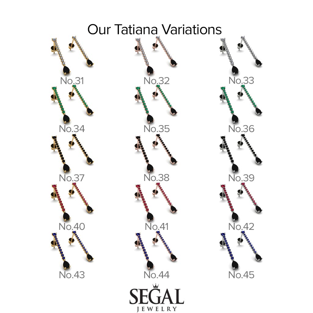 Hanging Oval Sapphire Earrings - Tatiana No. 66