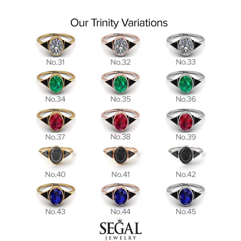 Geometrical Bezel Black Diamond Ring - Trinity No. 37