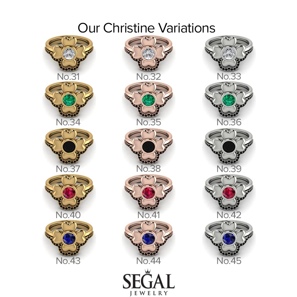 Solid Clower Flower Diamond Bridal Set - Christine No. 17