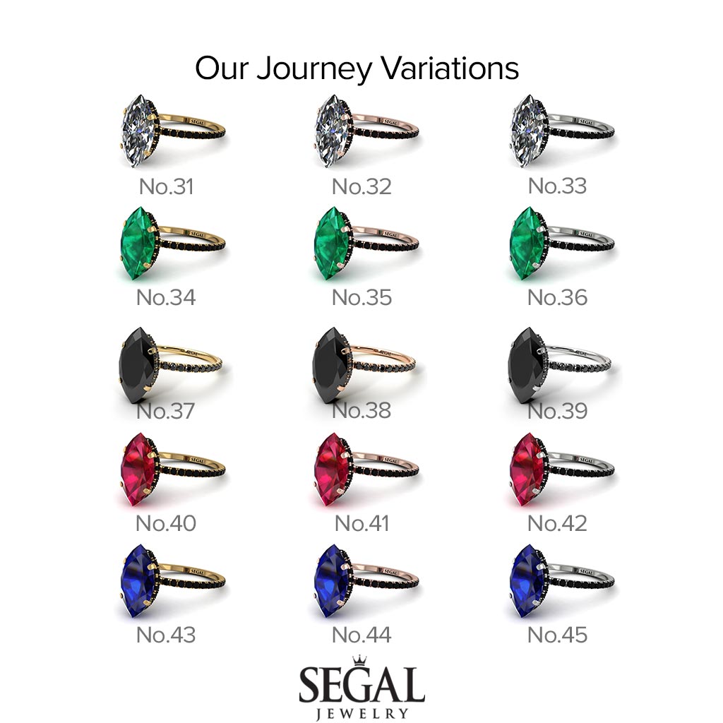 Salvador's Hidden Halo Marquise Black Diamond Engagement Ring - Journey No. 90