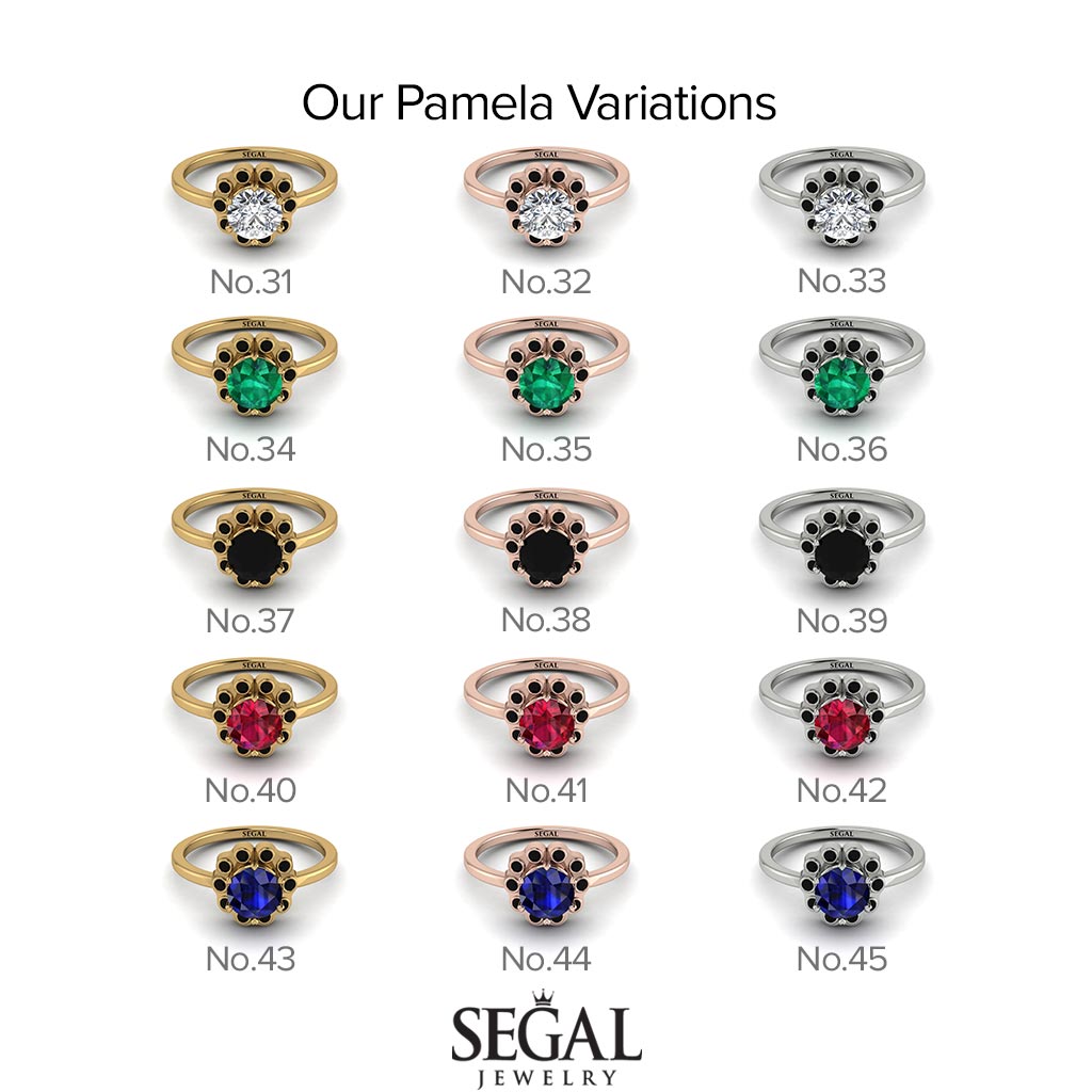 0.8 Carat Emerald Halo Engagement Ring - Pamela No. 19