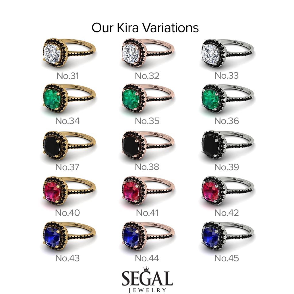 Two Tones Gorgeous Cushion Cut Diamond Pave Engagement Ring With Hidden Stone - Kira No. 76