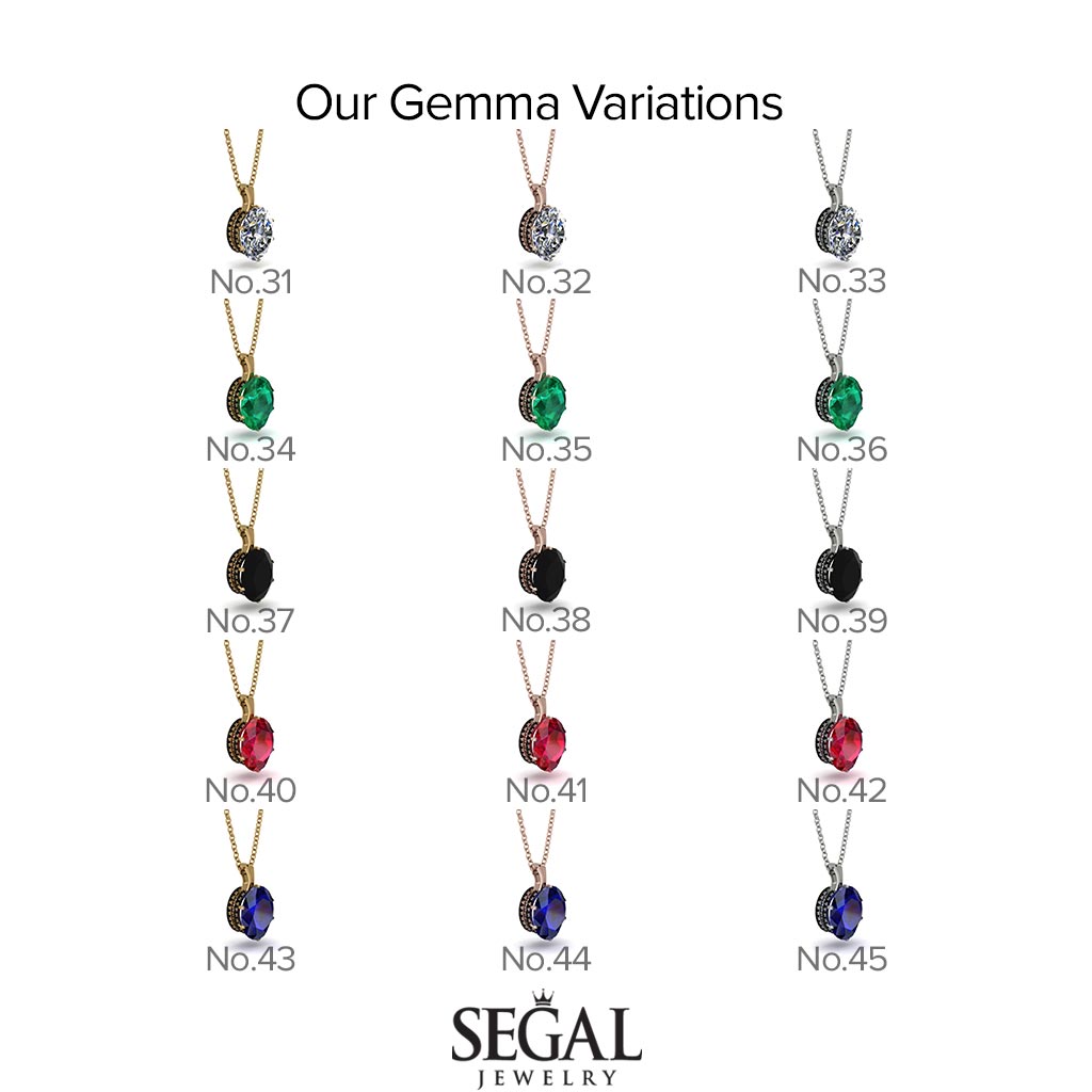Oval Sapphire Hidden Halo Necklace - Gemma No. 14