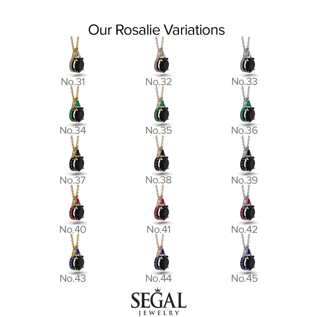 Hidden Halo Black Diamond Necklace - Rosalie No. 24