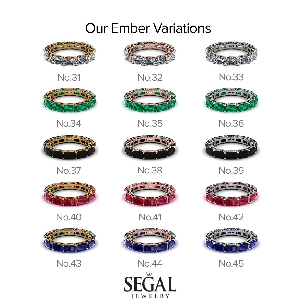 Eternity Emerald Hidden Black Diamonds Band - Ember No. 38