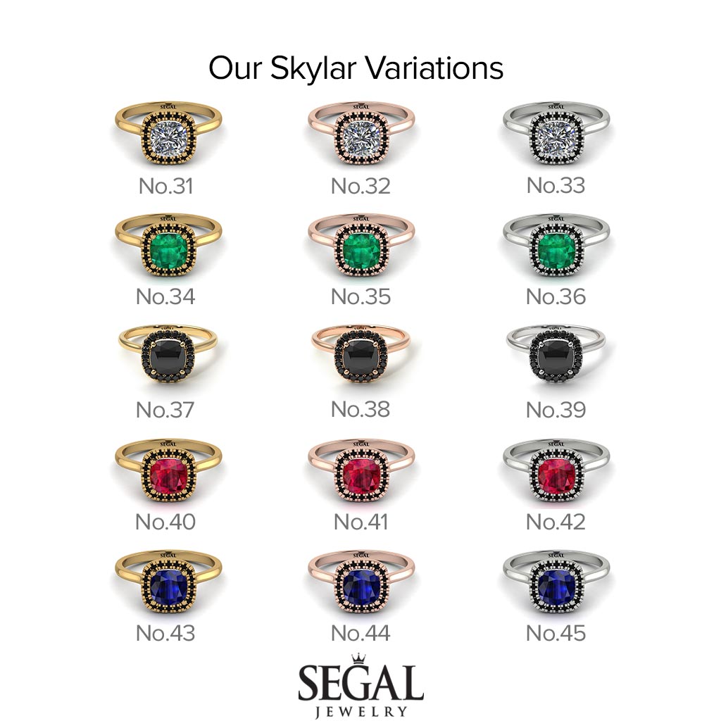 Vintage Classic Halo Cushion Ruby Ring - Skylar No. 12