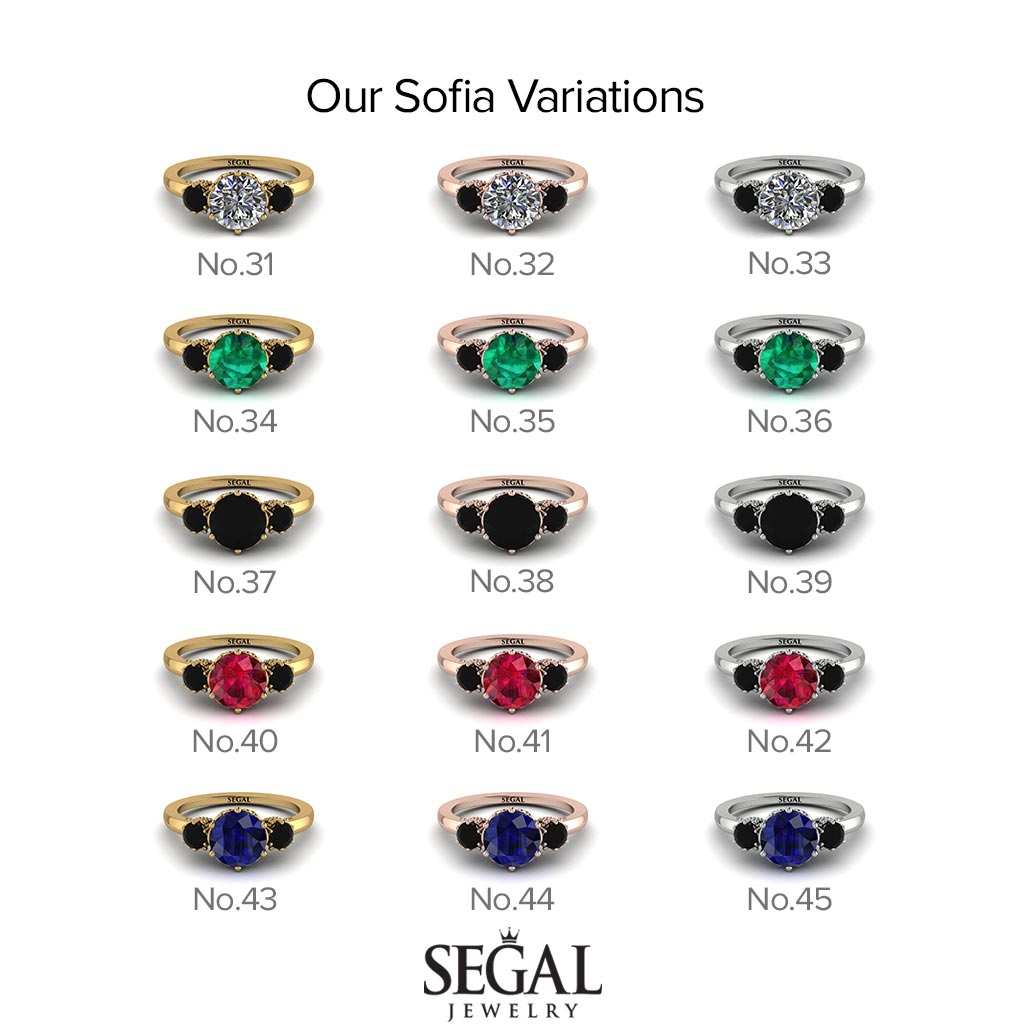 Classic 3 Stone Ruby Engagement Ring - Sofia No. 26