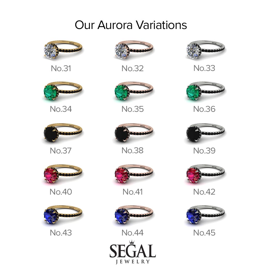 Hidden Diamond Round Sapphire Cat Claw Engagement Ring - Aurora No. 73
