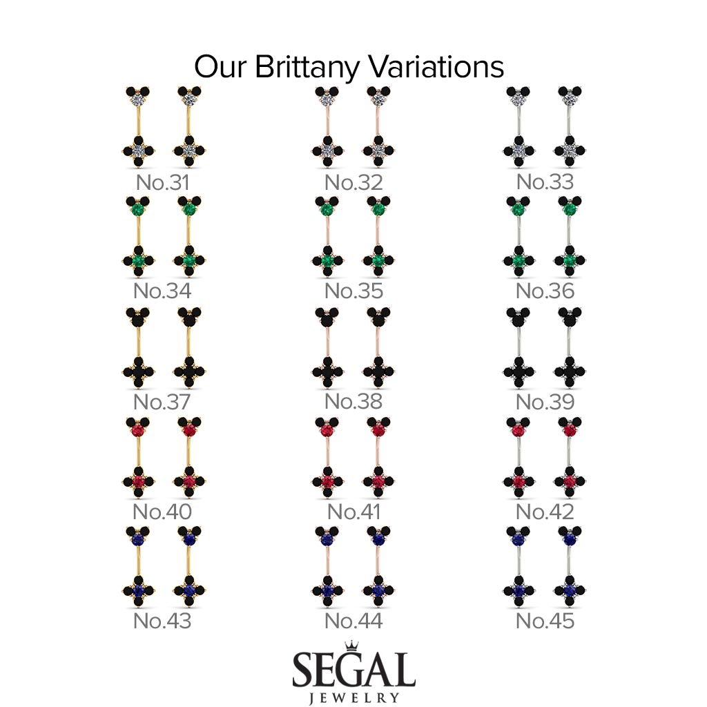 Hanging Black Diamond Compass Earrings - Brittany No. 52