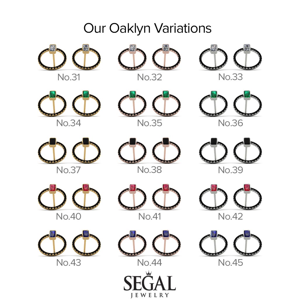 Emerald Cut Circle Ruby Earrings - Oaklyn No. 12