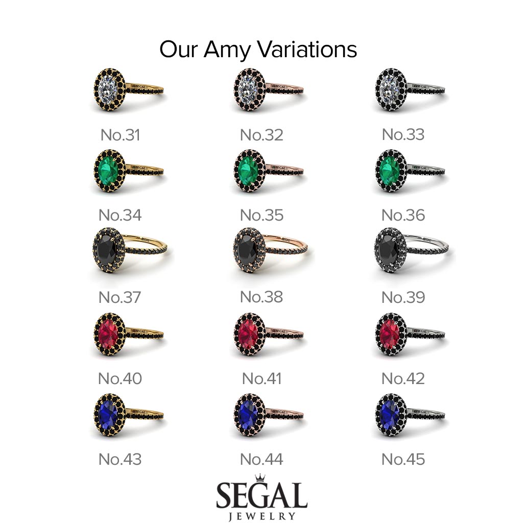 Oval Diamond Halo Hidden Diamonds Ring - Amy No. 2