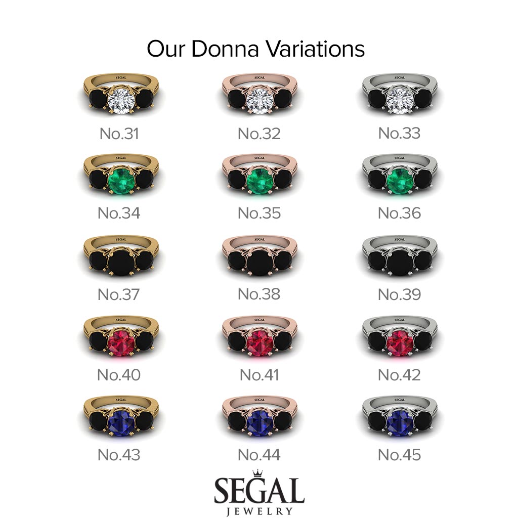 Three Stones Emerald Braches Ring - Donna No. 36