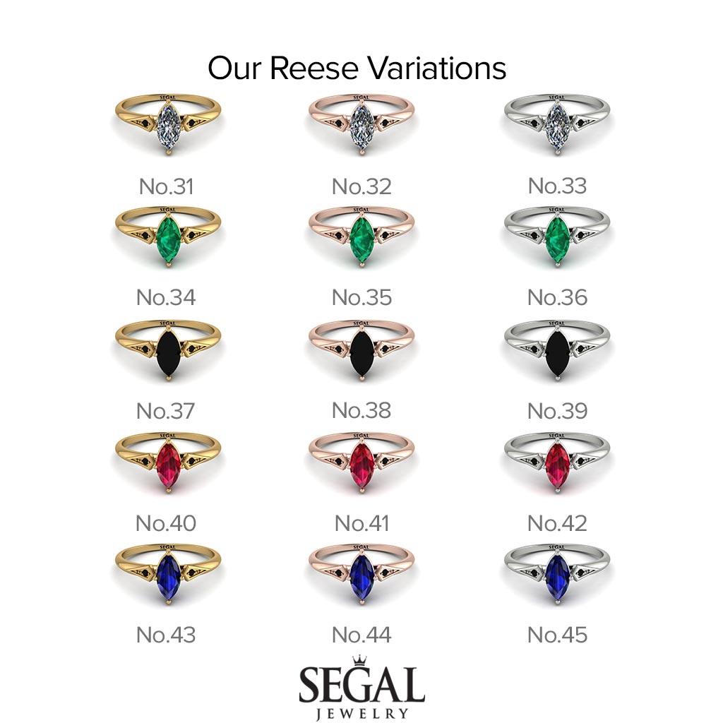 Marquise Diamond Geometrical Engagement Ring - Reese No. 3