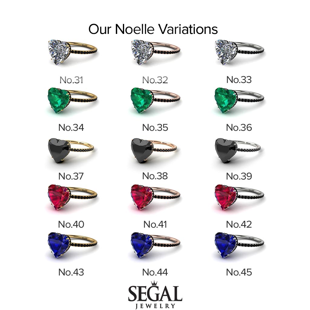 Heart Shape Black Diamond Ring - Noelle No. 23