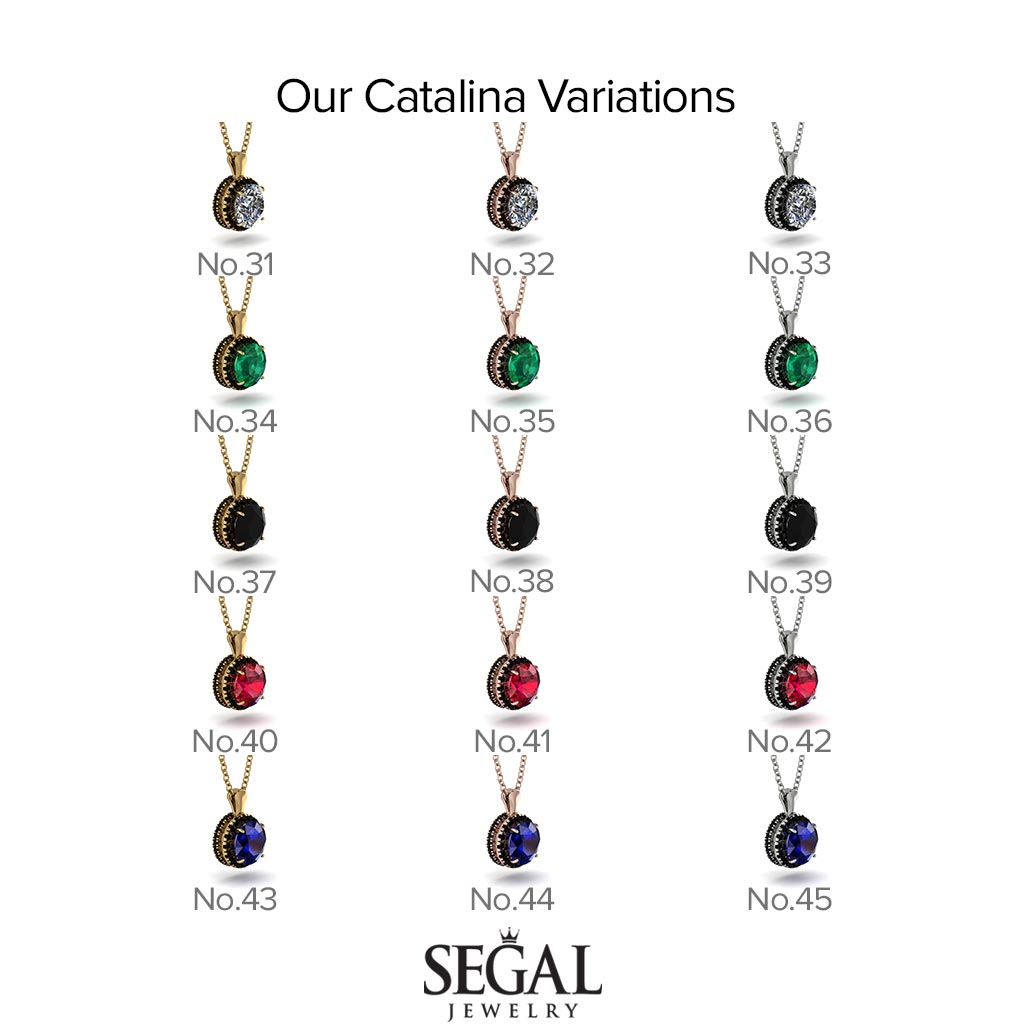 Hidden Halo Black Diamond Necklace - Catalina No. 7