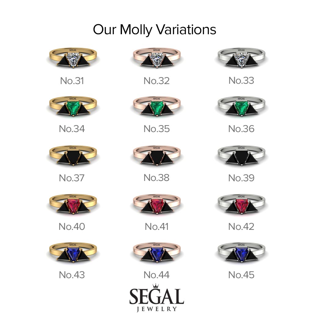 Triangle Black Diamond Engagement Ring - Molly No. 23