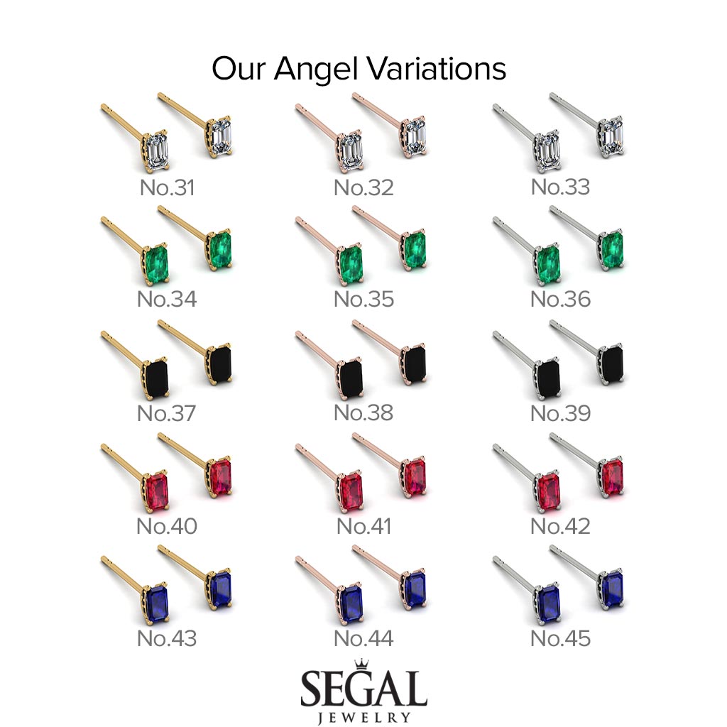 Hidden Diamonds Emerald Cut Ruby Earrings - Angel No. 12