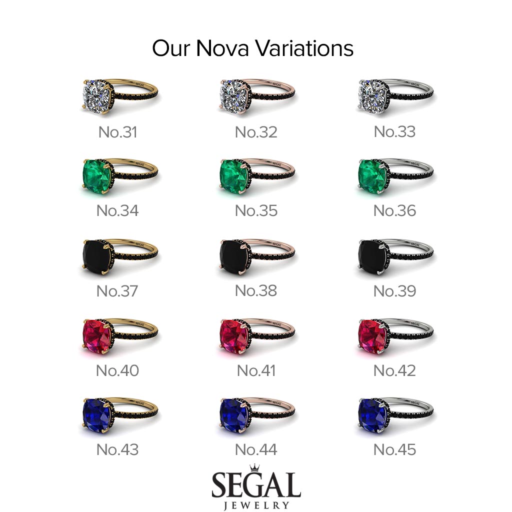 Cushion Hidden Diamond Sapphire Ring - Nova No. 15