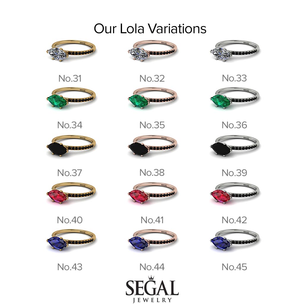 Marqise Sapphire Engagement Ring - Lola No. 59