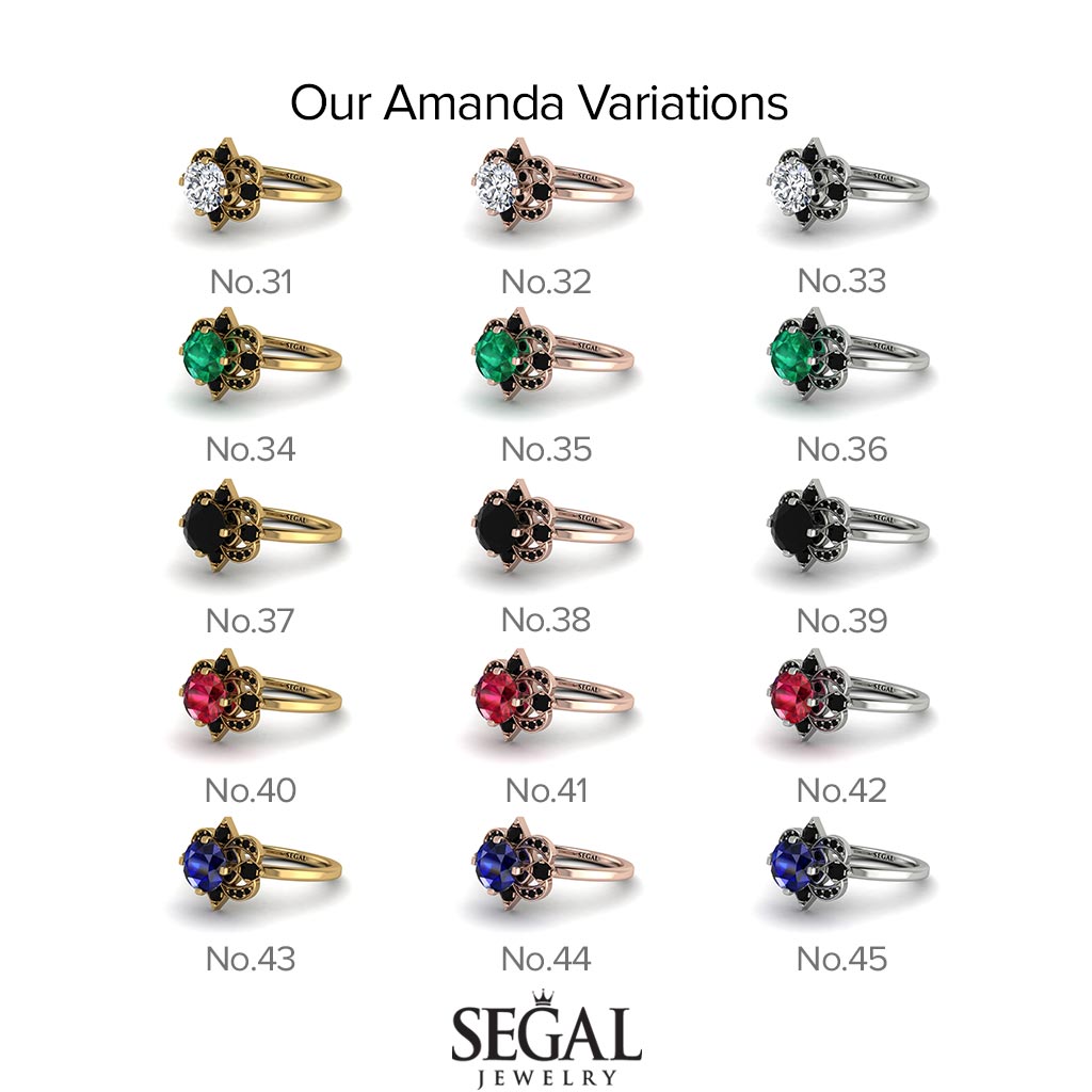 Unique Bloom Halo Emerald Ring - Amanda No. 64