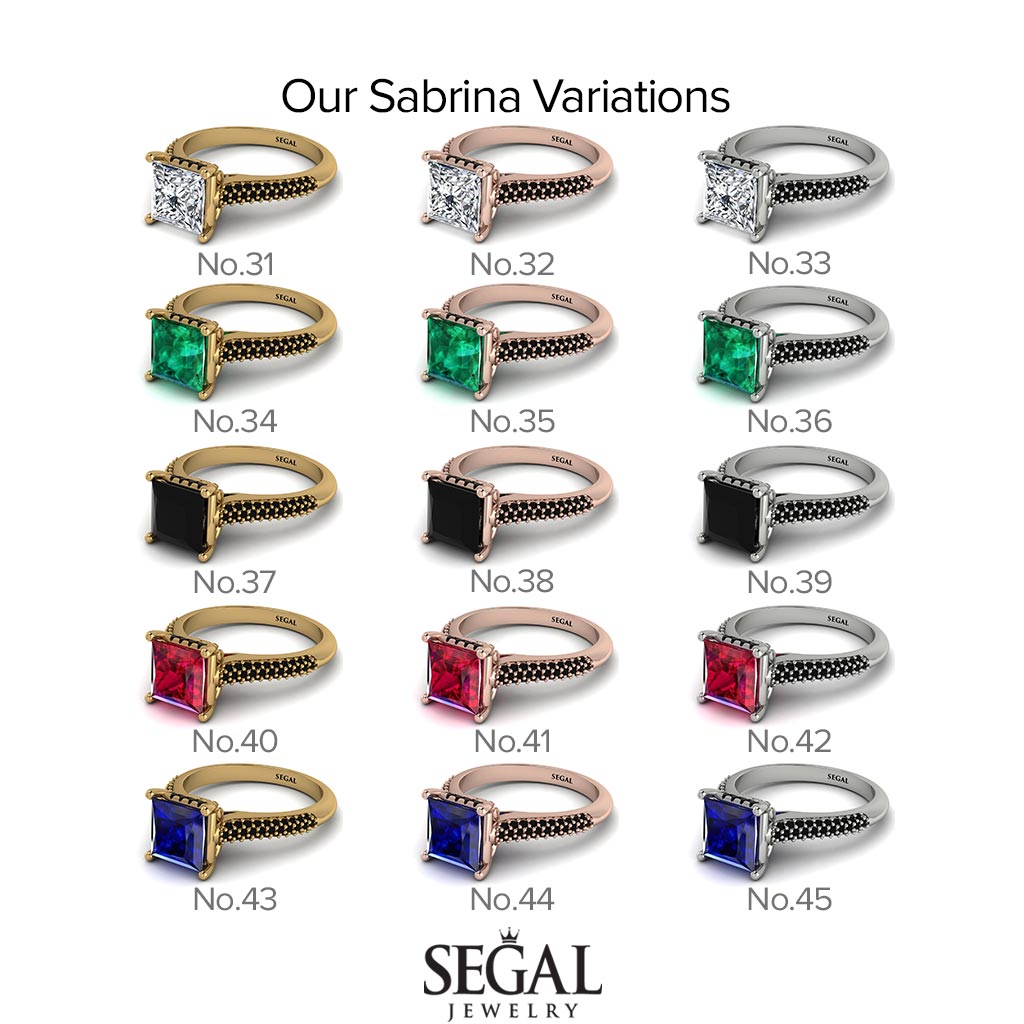 Two Tones Luxury Pave Princess Cut Diamond Engagement Ring With Hidden Stone - Sabrina No. 76