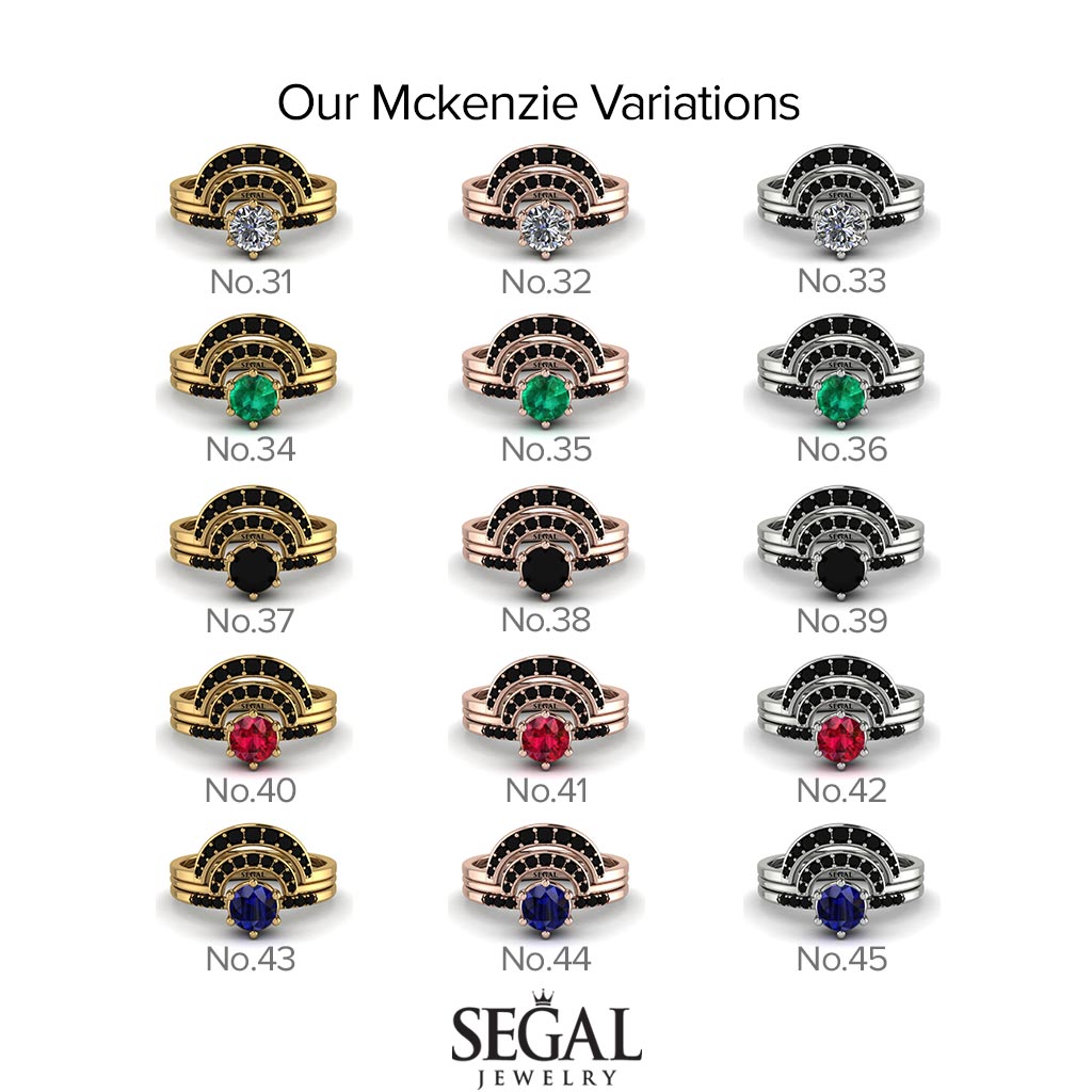 Stacking Black Diamond Bridal Set - Mckenzie No. 39