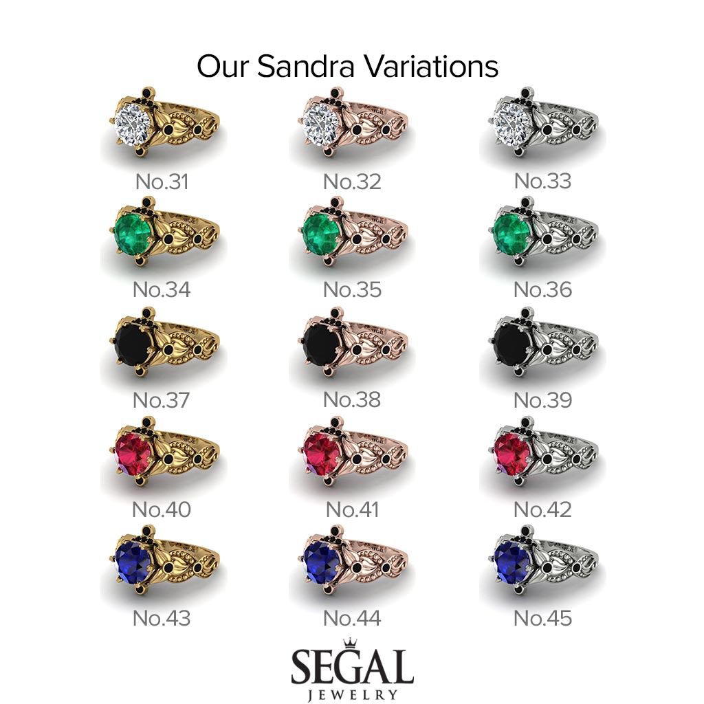 Nature Inspired Black Diamond Ring - Sandra No. 54