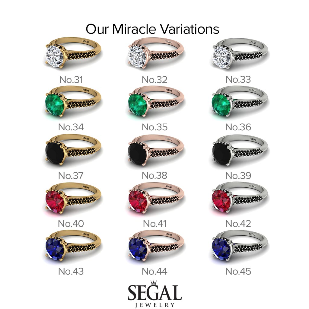 Two Tones Luxury Pave Round Cut Diamond Engagement Ring With Hidden Stone - Miracle No. 78