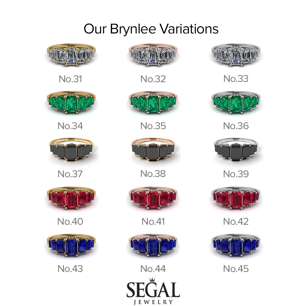 Two Tones Emerald Cut Diamond Ring With Hidden Diamonds - Brynlee No. 78