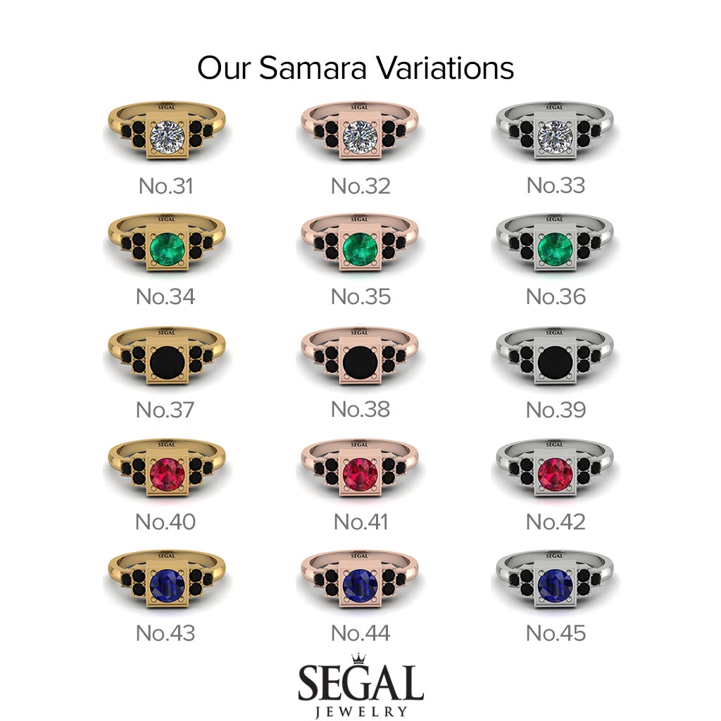 Square Black Diamond Engagement Ring - Samara No. 52