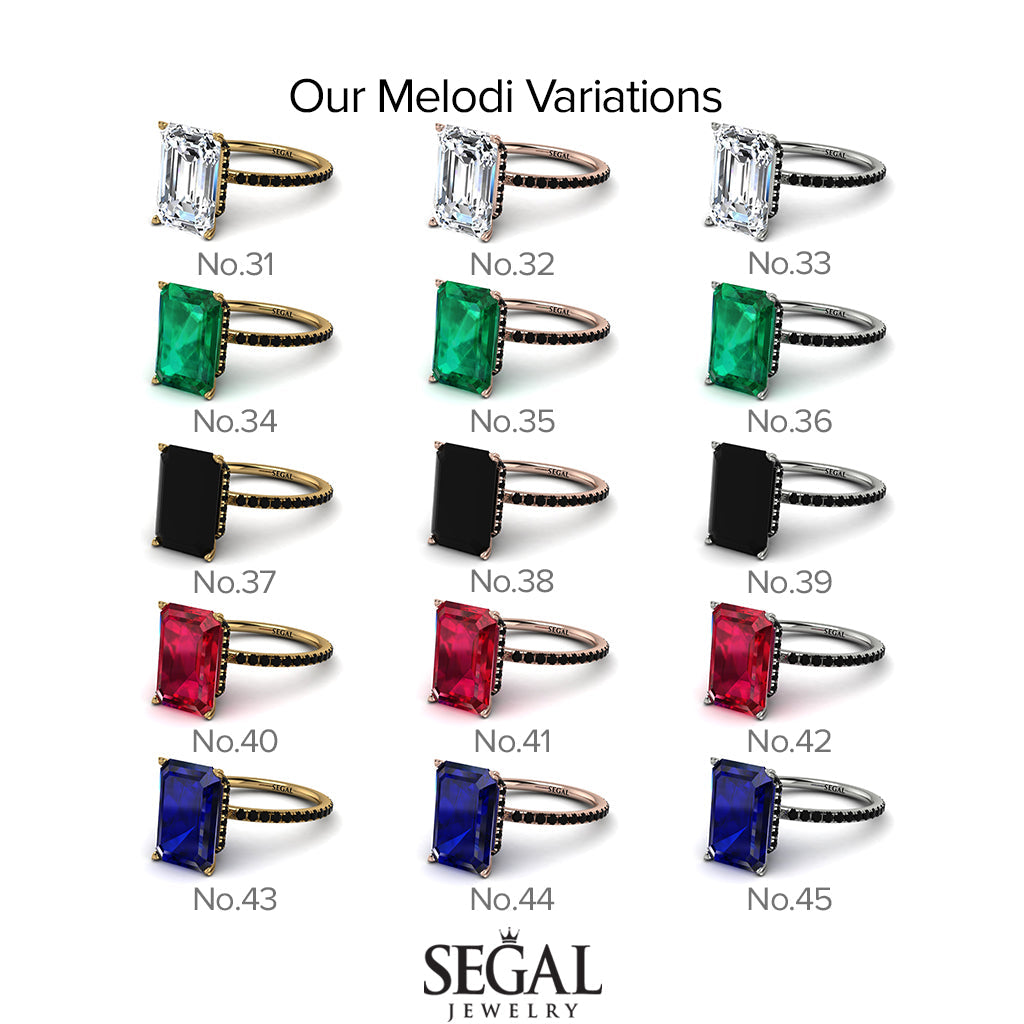 Hidden Halo Emerald Cut Sapphire Engagement Ring - Melodi No. 75