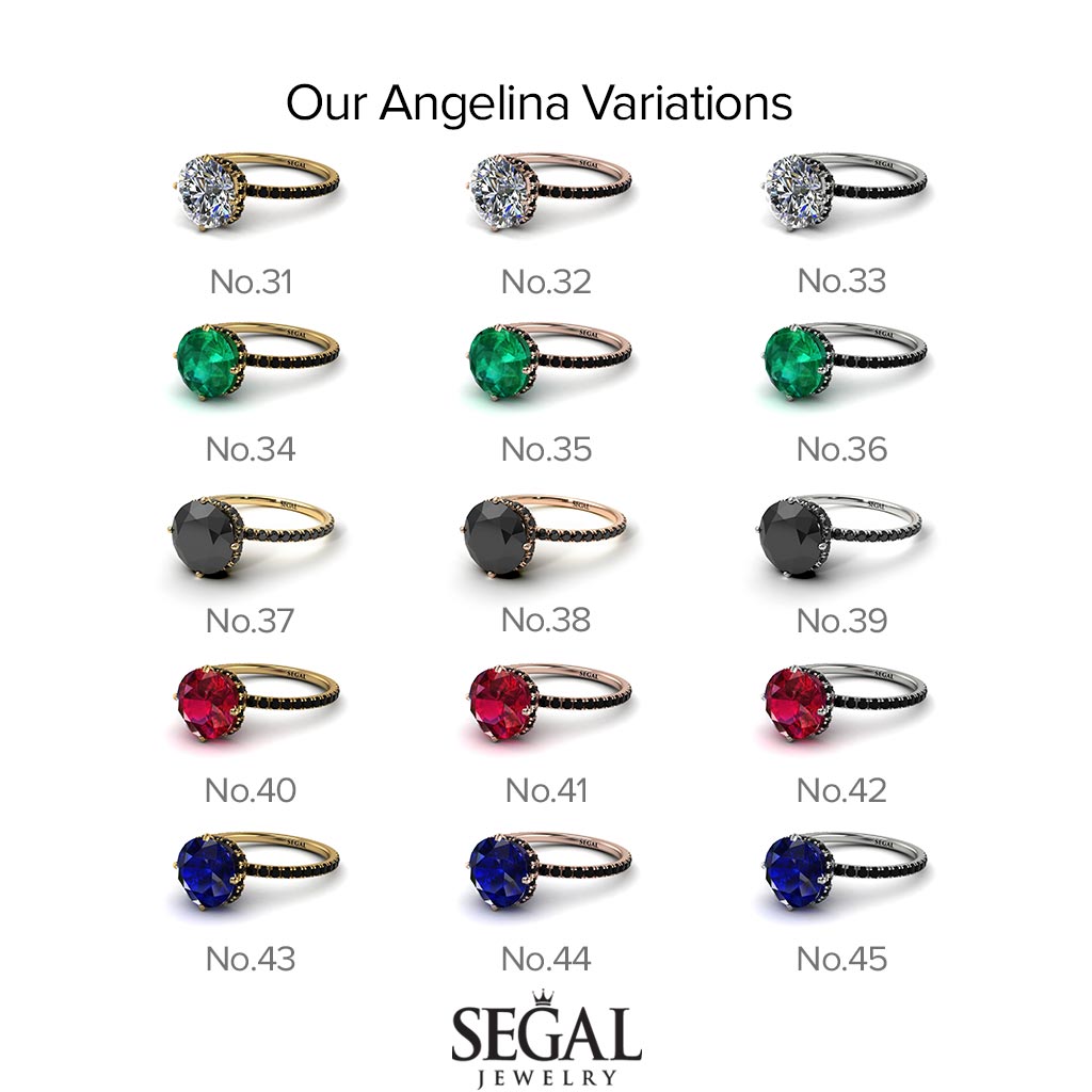Double Hidden Halo Sapphire Engagement Ring - Angelina No. 30