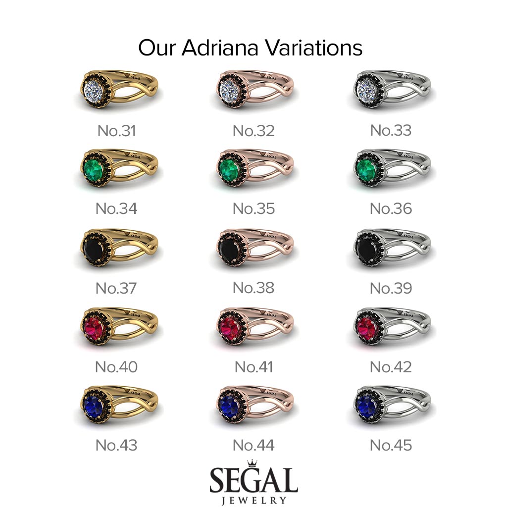 Split Shank Halo Emerald Engagement Ring - Adriana No. 4