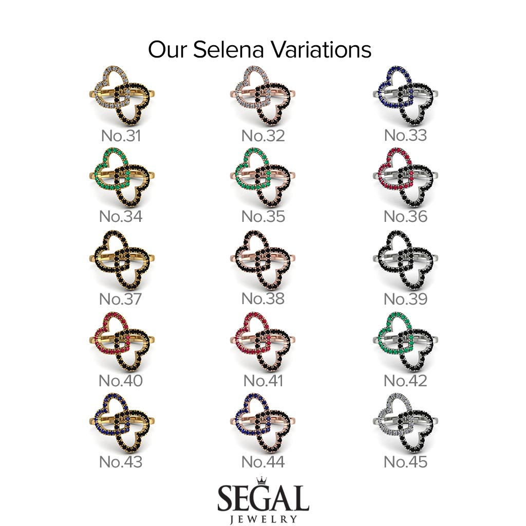 Two Hearts Black Diamond Ring - Selena No. 23