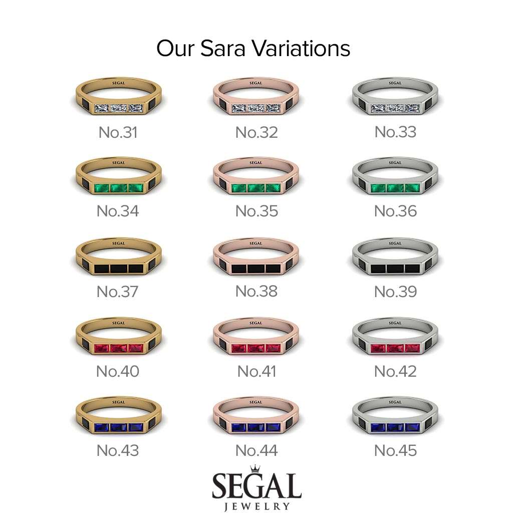 Emerald Cut Thin Diamond Signature Ring - Sara No. 1