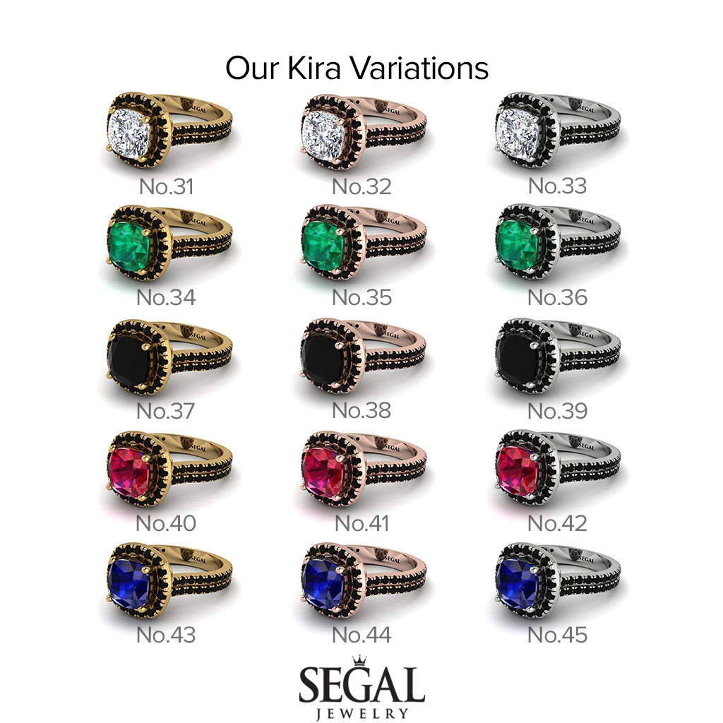 Gorgeous Cushion Cut Ruby Pave Double Shank Engagement Ring With Hidden Stone - Kira No. 55