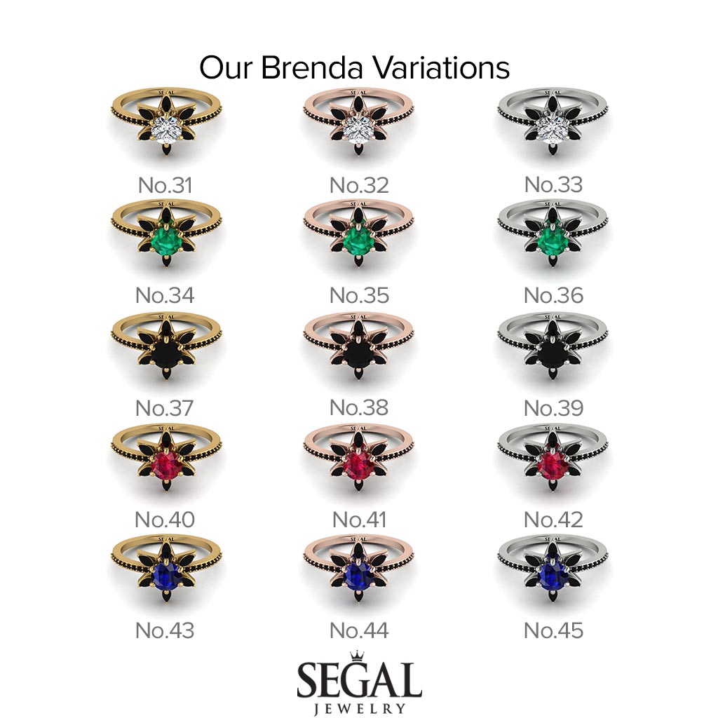 Flower 0.5 Carat Sapphire Pave Engagement Ring - Brenda No. 15