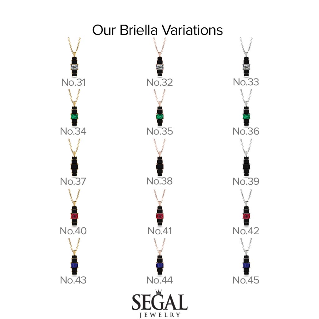 Emerald Cut Diamond Stairs Necklace - Briella No. 31
