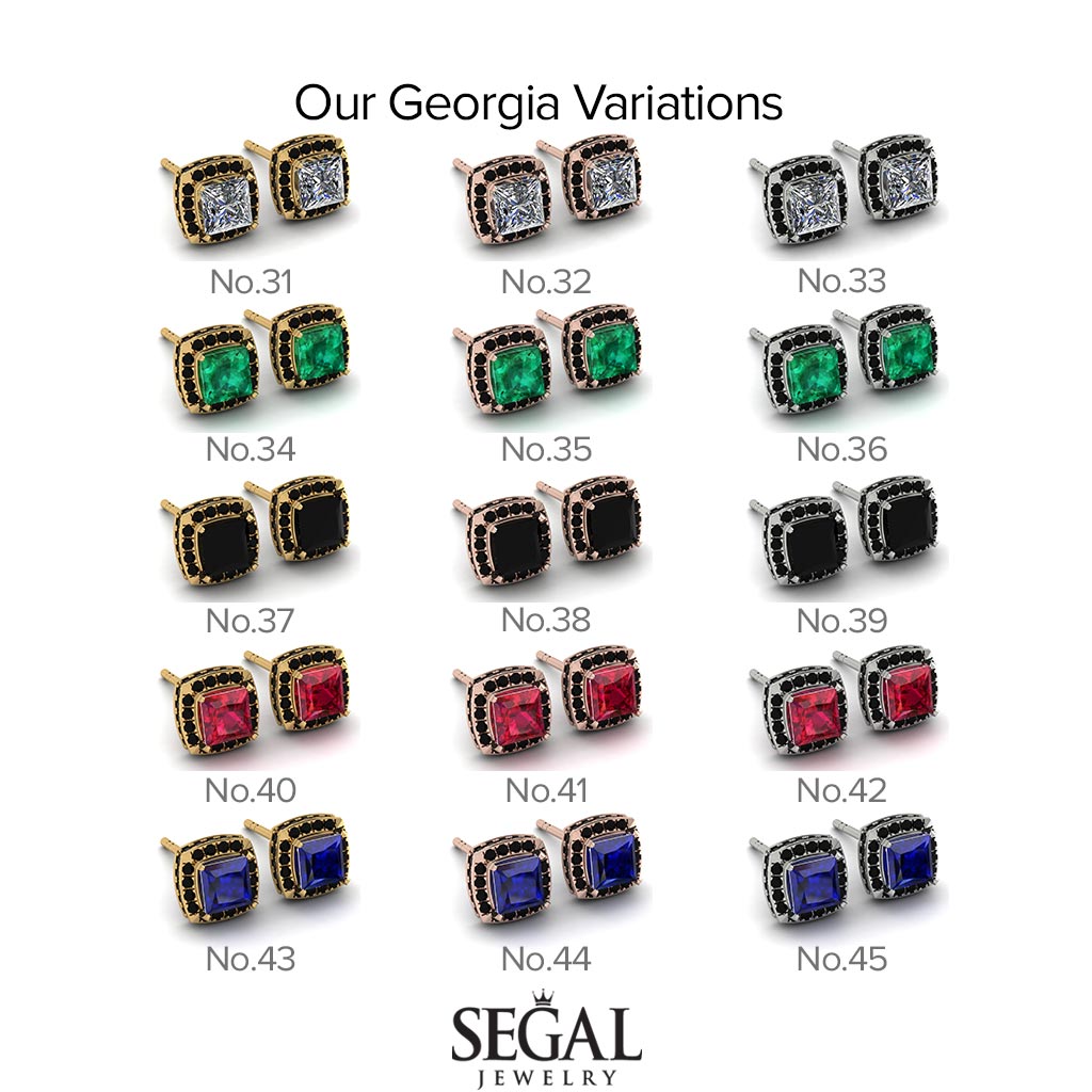 Hidden Halo Princess Emerald Earrings - Georgia No. 49