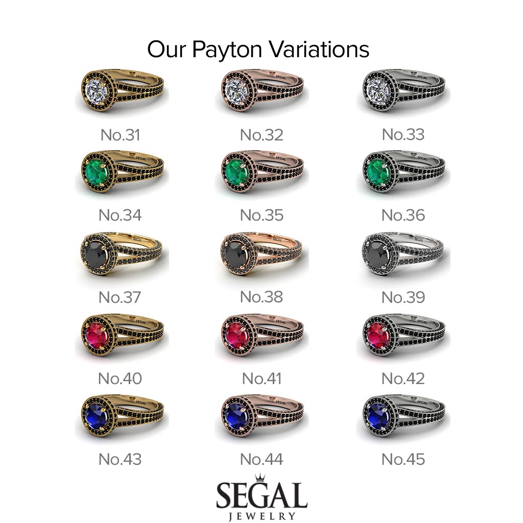 Two Tones Milgrain Round Diamond Engagement Ring - Payton No. 77