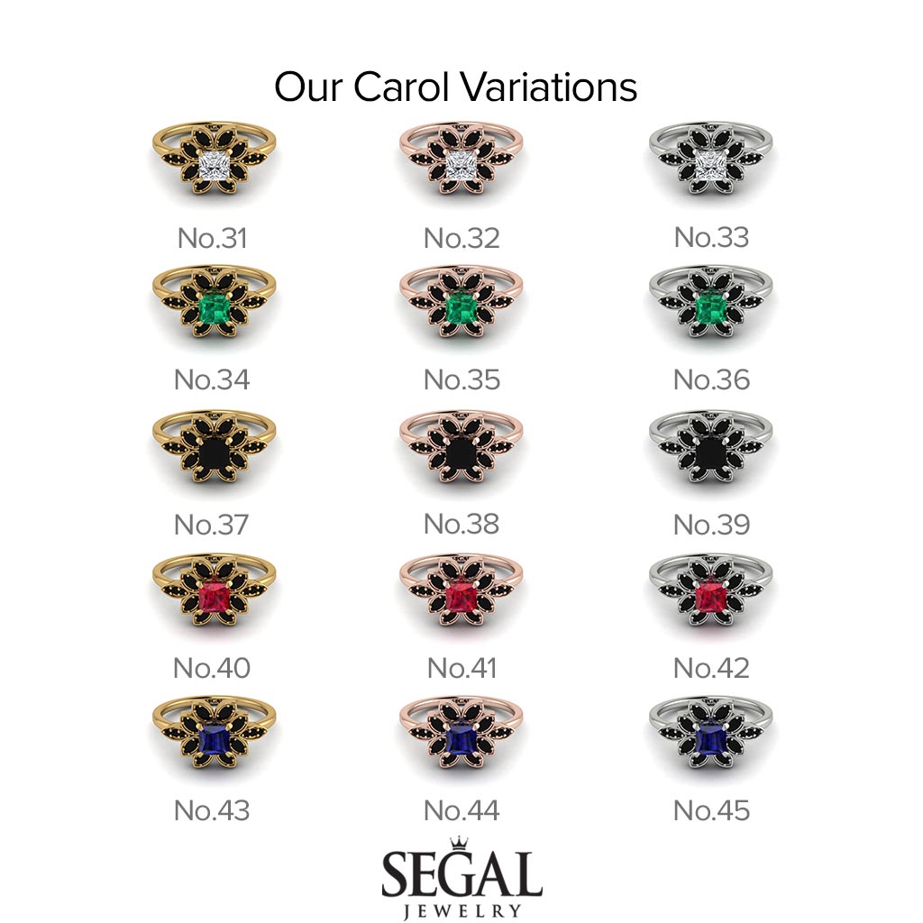 Floral Nature Inspired Emerald Ring - Carol No. 34