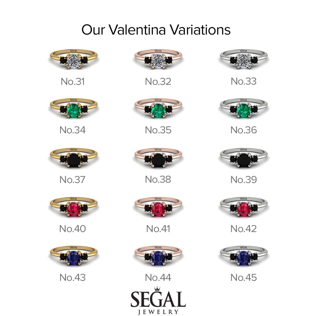 Classic Three Stone Emerald Engagement Ring - Valentina No. 5