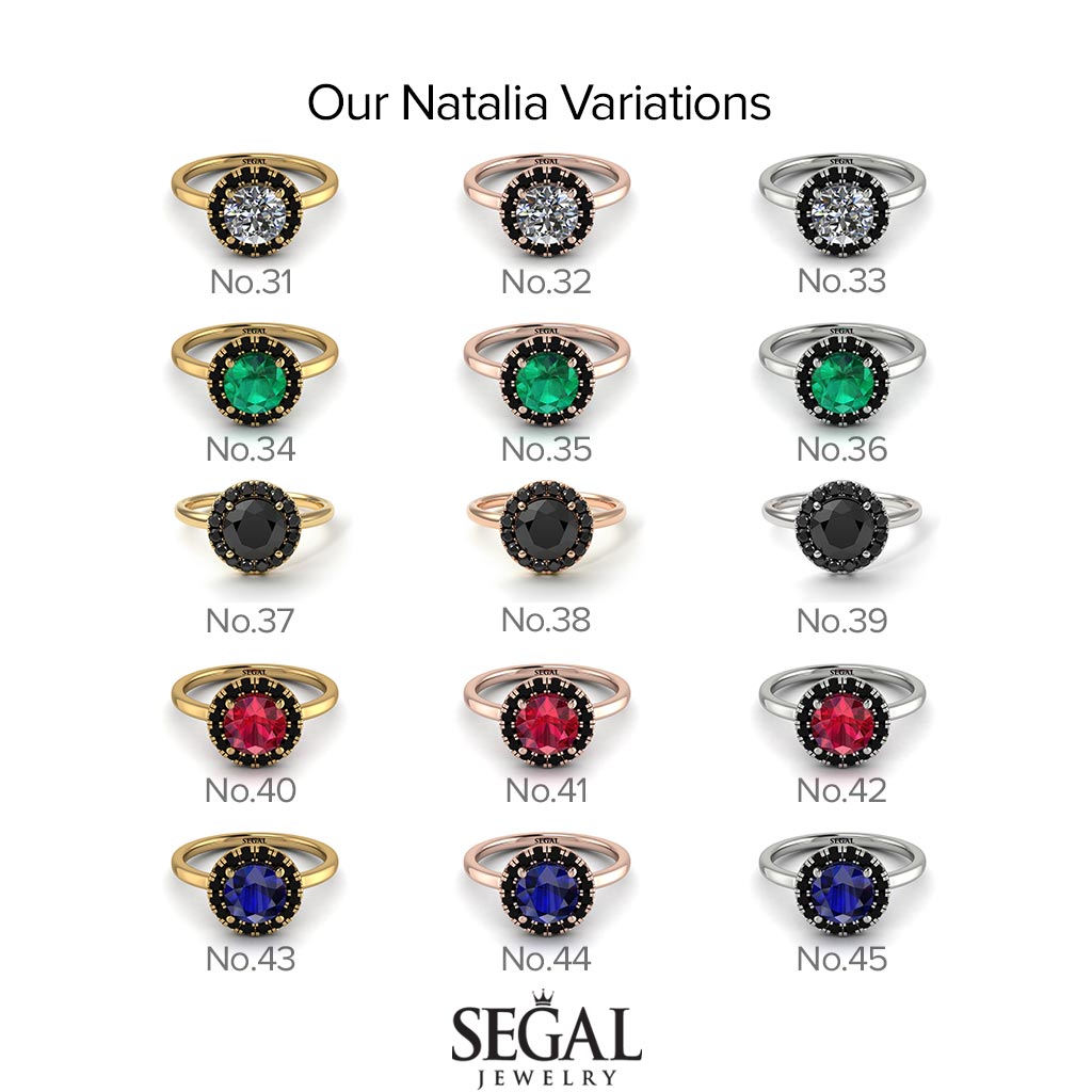 1ct Round Emerald Engagement Ring - Natalia No. 6